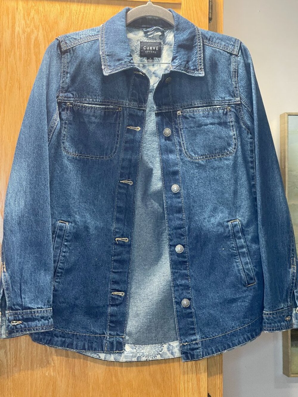 Curve Appeal Jean Jacket with Floral Fabric Size Small Cottage Farmhouse Classic